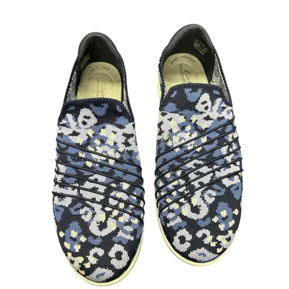 CLOUDSTEPPERS by Clarks Washable Knit Slip-Ons Adella Step Navy/Floral Size 11 M